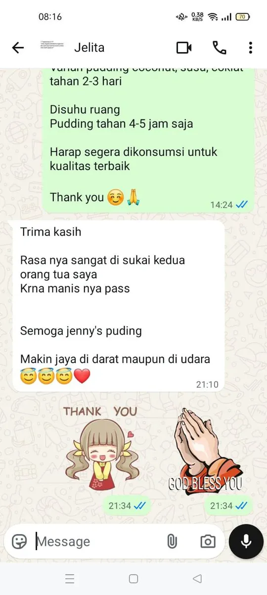 Screenshot testimoni dari Jelita