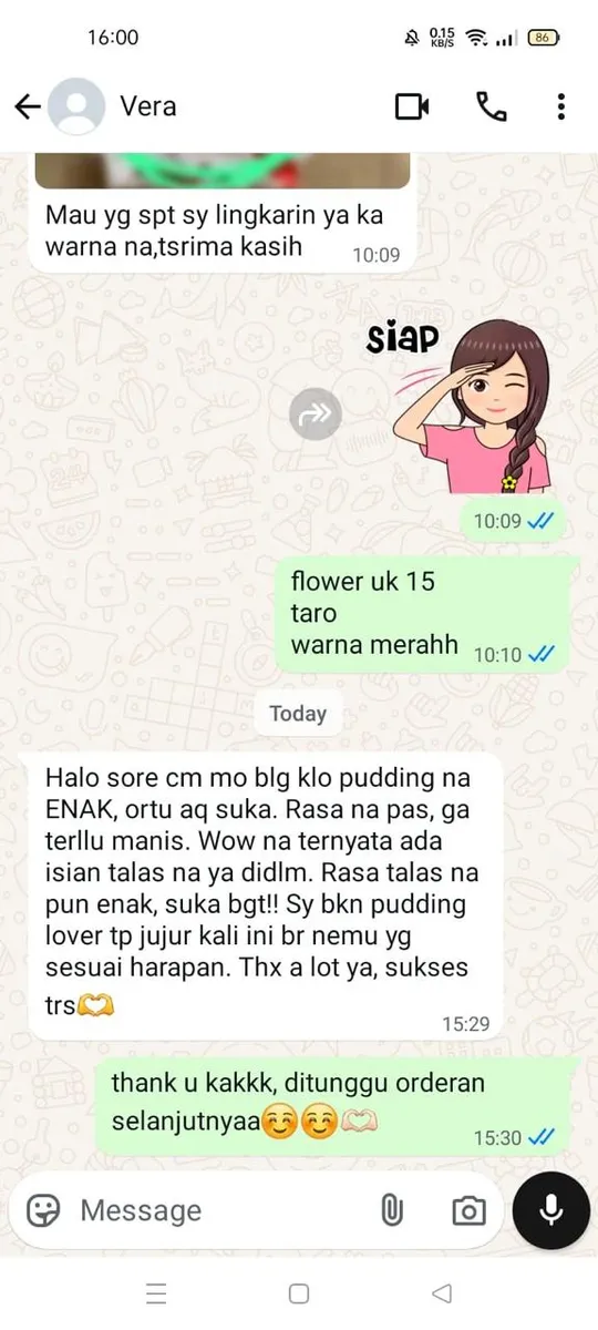 Screenshot testimoni dari Vera