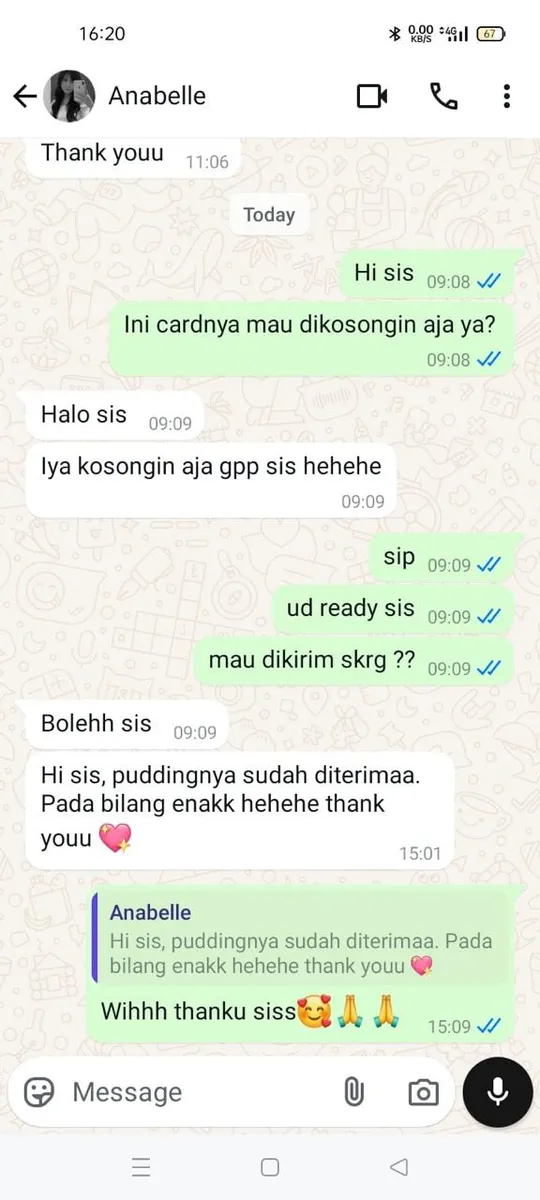 Screenshot testimoni dari Anabelle