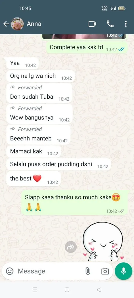 Screenshot testimoni dari Anna