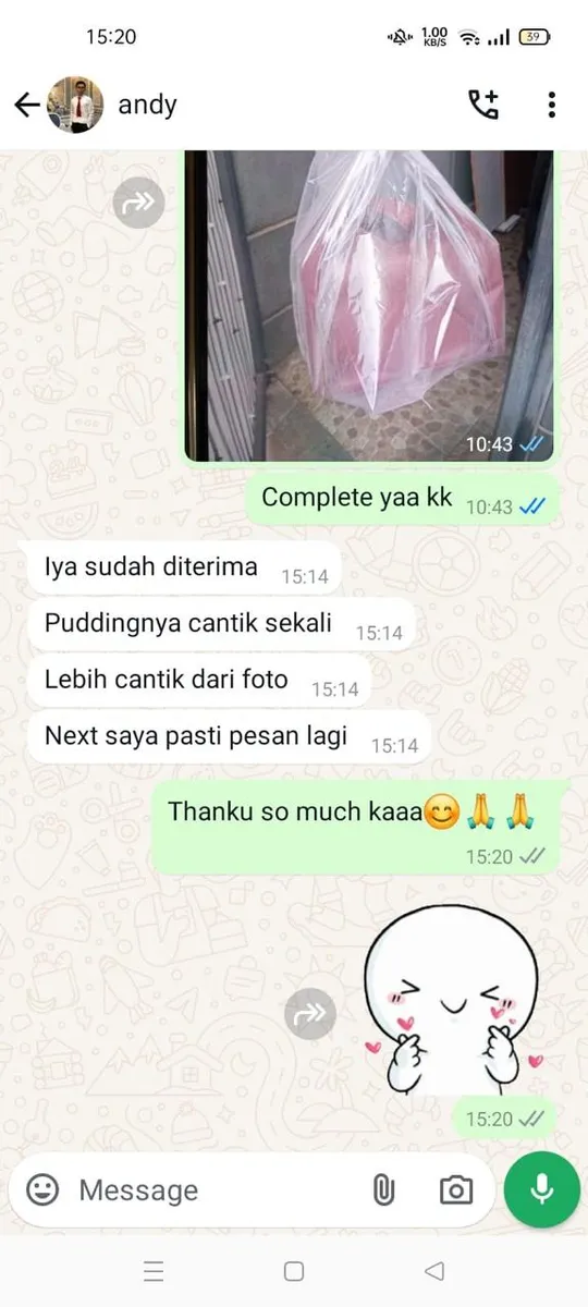 Screenshot testimoni dari Andy